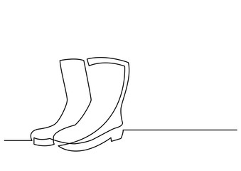 Poster - continuous line drawing of rain boots