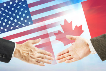 Wall Mural - Friendly relations between United States and Canada. International policy and diplomacy