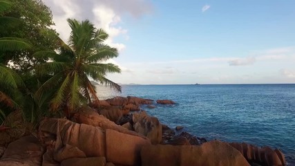 Wall Mural - Aerial view of Seychelles beach at La Digue