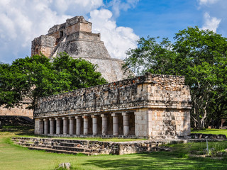 Wall Mural - Old Lady's House and Pyramid of the Magician - Uxmal, Mexico