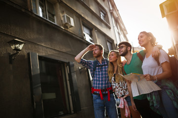 Wall Mural - Happy tourists exploring city