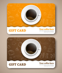 Poster - Template coffee gift cards with hand drawings