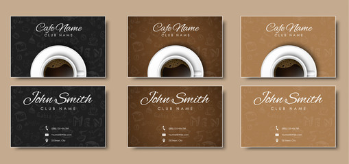 Poster - Template coffee cards with hand drawings and a cup