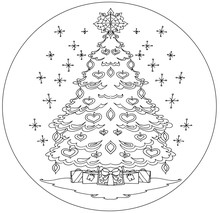 Christmas Tree Coloring Mandala Vector
