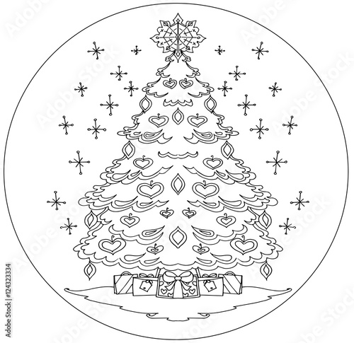 Download Christmas tree coloring mandala vector - Buy this stock ...