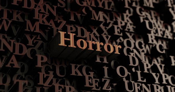 Horror - Wooden 3D rendered letters/message.  Can be used for an online banner ad or a print postcard.