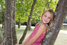 Little Girl Hiding Behind Tree Free Stock Photo - Public Domain Pictures