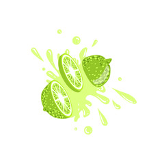 Poster - Lime Cut In The Air Splashing The Juice