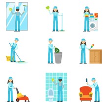 Professional Clean Up Service Set Of Illustrations