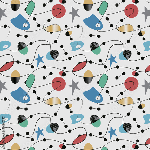 Naklejka - mata magnetyczna na lodówkę 1950s Retro Mid-Century Seamless Pattern