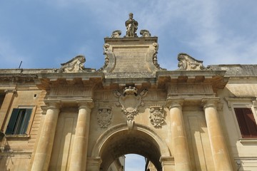 Porta San Biagio, historic city gate to Lecce, Italy