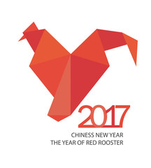 Red fire rooster in origamy style for 2017.