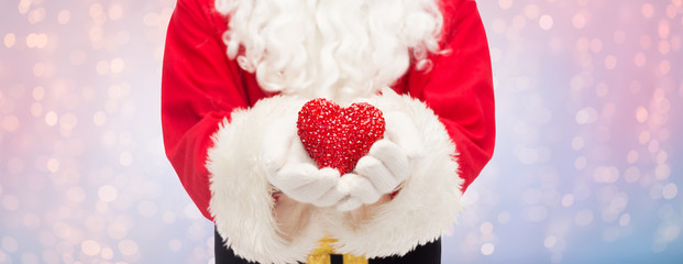 Poster - close up of santa claus with heart shape