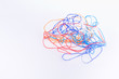 © trufelka - tangled colored thread on a white background,selective focus