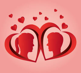 Sticker - couple profile love heart design vector illustration eps 10