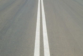 Markings on the road double solid line