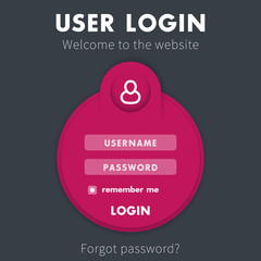 Canvas Print - User Login window, login page design on round shape for website