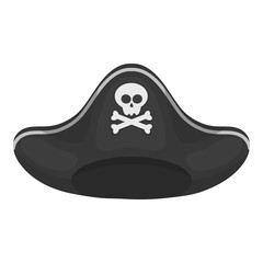 Wall Mural - Pirate hat icon in monochrome style isolated on white background. Hats symbol stock vector illustration.