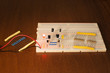 Oscillator circuit on prototyping board (breadboard)