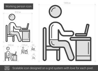 Poster - working person line icon.
