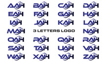 3 Letters Modern Generic Swoosh Logo AAH, BAH, CAH, DAH, EAH, FAH, GAH, HAH, IAH, JAH, KAH, LAH, MAH, NAH, OAH, PAH, QAH, RAH, SAH, TAH, UAH, VAH, WAH, XAH, YAH, ZAH