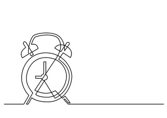 Wall Mural - continuous line drawing of alarm clock