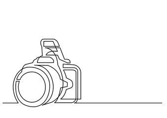 Poster - continuous line drawing of photo camera
