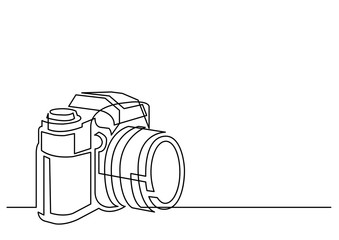 Poster - continuous line drawing of professional photo camera