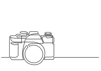 Poster - continuous line drawing of retro photo camera