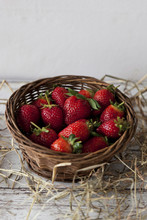Fresh Strawberries In A Basket
