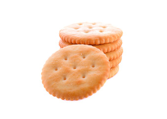 Wall Mural - BISCUITS - A stack of delicious round biscuits with a few crumbs