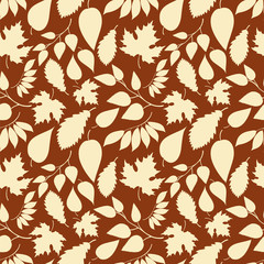 Wall Mural - autumn seamless pattern with leaves silhouettes vector illustration