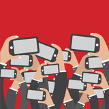 Fototapeta  - Smartphones In Hands Social Network Concept Vector Illustration