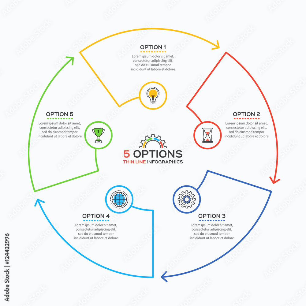 Thin line infographic template with 5 options. Stock Vector | Adobe Stock
