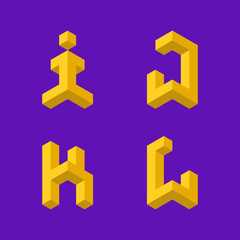 Poster - 3d isometric alphabet. Letters 