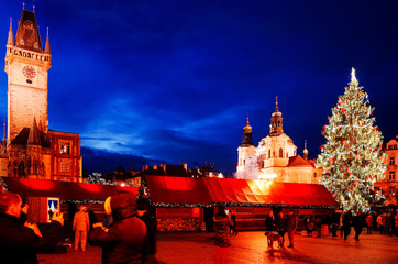 PRAGUE, CZECH REPUBLIC - DEC 23, 2014 : Beautiful street view of