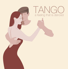 Young Couple Dancing Tango. Space For Text.