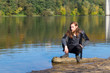© Rob Rye - Portrait of man with a long beard and a long hair near the river