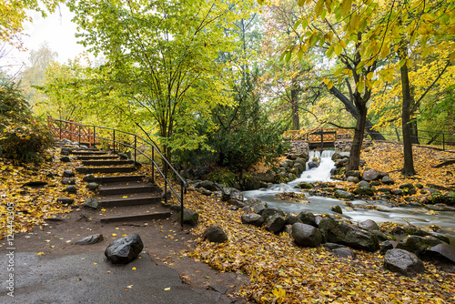 Obraz w ramie Colors of autumn in the Oliwa park in Gdansk, Poland.