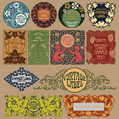 Vector vintage items: label art nouveau