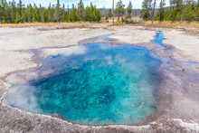 Crystal Blue Hot Spring In Yellowstone National Park