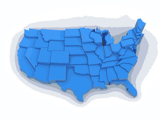 Poster - Map of USA. Image with clipping path.