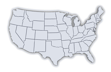 Poster - Map of USA. Image with clipping path.