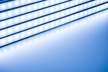 Wall Mural - colour of led rigid strip lighht : Row of led light line on blue