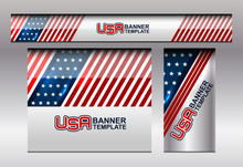 USA Flag Color Banner Backgrounds, Vector Illustration