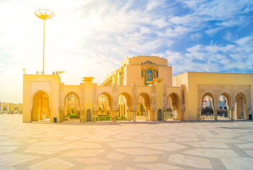 Africa Morocco. / View at Hassan II mosque architecture in Casablanca, Morocco Africa.