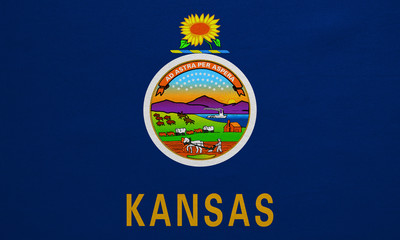 Poster - Flag of Kansas real detailed fabric texture