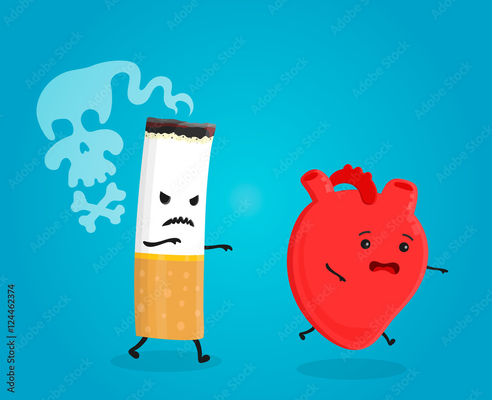 Smoking kill heart. Stop smoking concept. Cigarette kills. Vector ..., حجم الصورة 1000x814