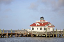 Roanoke Marshes Lighthouse In Roanoke Island, Manteo, North Carolina, USA.