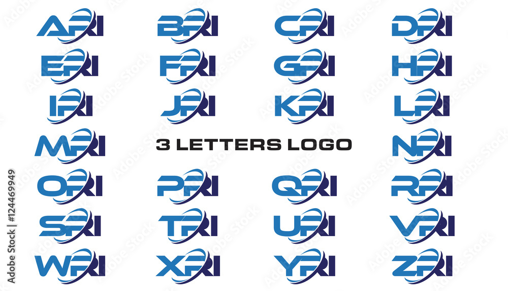 3 letters modern generic swoosh logo ARI, BRI, CRI, DRI, ERI, FRI, GRI ...